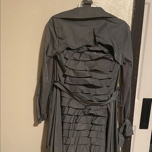 Women's Ruffled Back Rain Coat - Charcoal